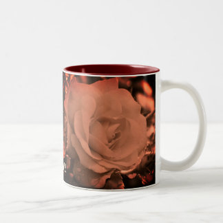 Tasse 2 Couleurs Fleur Rose Sepia âgée Personnalisée