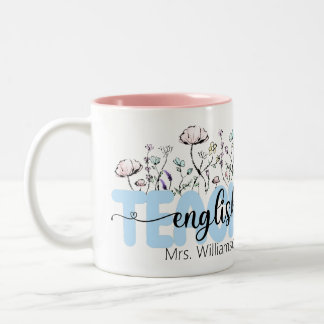Tasse 2 Couleurs Fleur sauvage Whimsical Professeur d'anglais perso