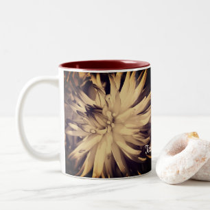 Tasse 2 Couleurs Fleur Sepia Dahlia Personnalisée