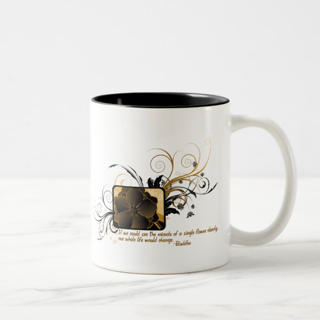 Tasse 2 Couleurs Fleur simple Bouddha (Droit)