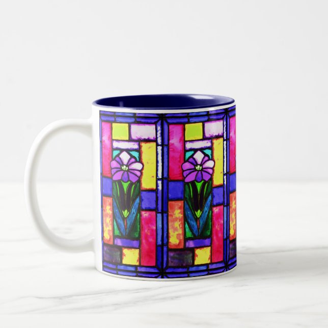 Tasse 2 Couleurs Fleur violet en verre tendu (Gauche)