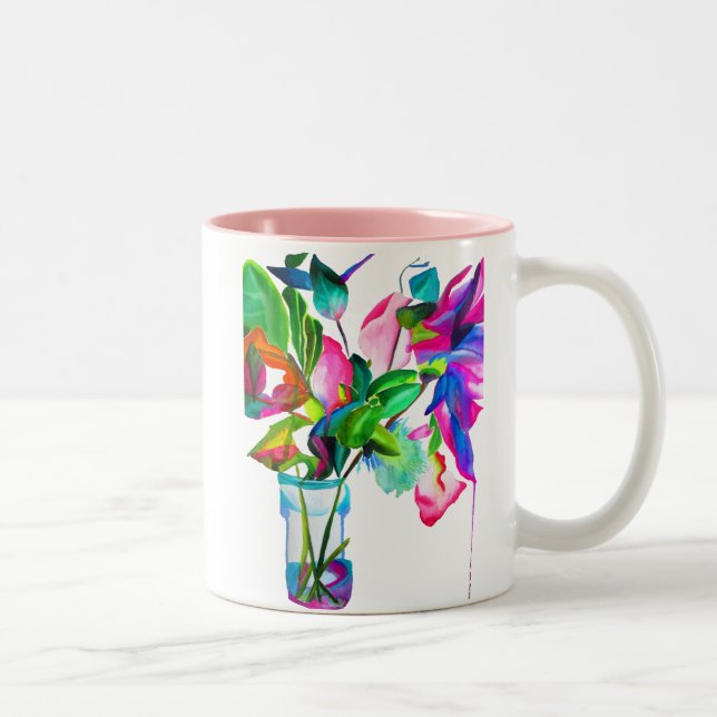 Tasse 2 Couleurs Fleuron floral moderne (Droit)