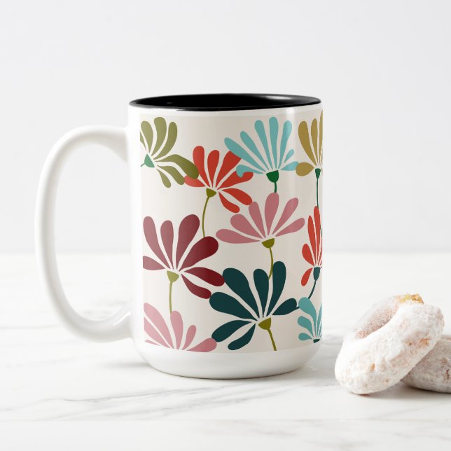 Tasse 2 Couleurs Fleuron moderne (Avec donut)