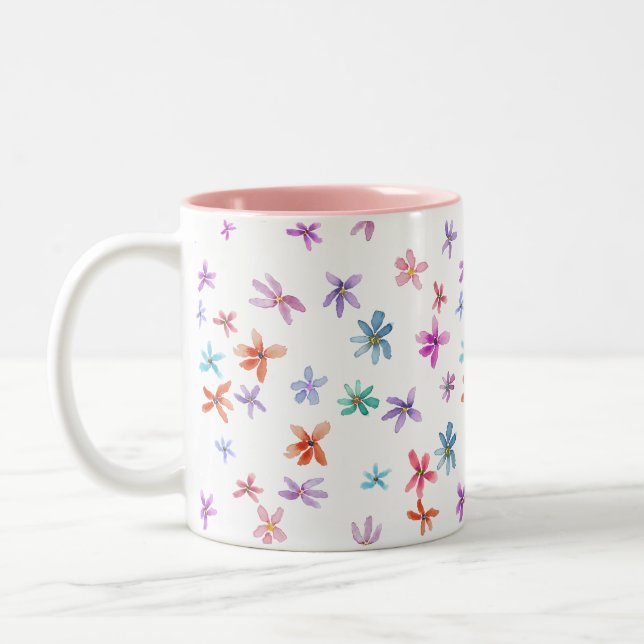 Tasse 2 Couleurs Fleurs à l'aquarelle (Gauche)
