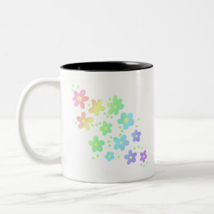 Tasse 2 Couleurs Fleurs arc-en-ciel Pastel Whimsical