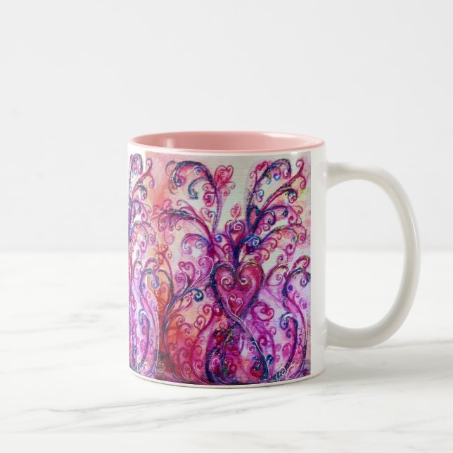 Tasse 2 Couleurs FLEURS BLANCHES rose vif pourpre blanc (Droit)