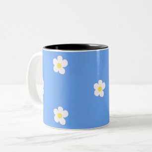 Tasse 2 Couleurs Fleurs blanches sur Lilac