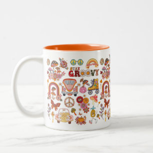 Tasse 2 Couleurs Fleurs boho colorées rétro design floral super