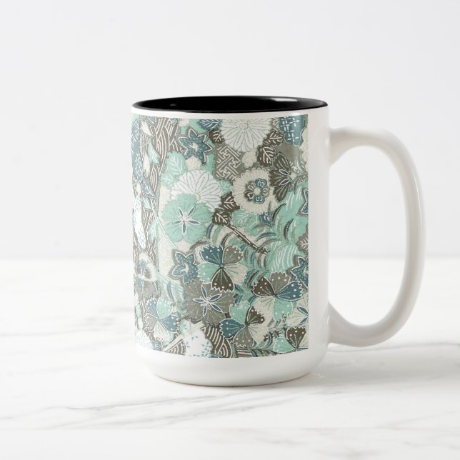 Tasse 2 Couleurs Fleurs Brown bleues Abstraites (Droit)