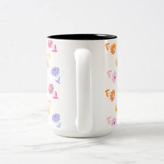 Tasse 2 Couleurs Fleurs colorées Pastel Motif sans couture