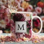Tasse 2 Couleurs Fleurs d'aquarelle modernes Monogrammes<br><div class="desc">Fleurs d'aquarelle modernes Monogrammes</div>
