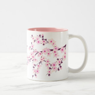 Tasse 2 Couleurs Fleurs de cerisier rose blanc