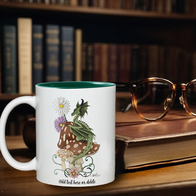 Tasse 2 Couleurs Fleurs de Champignon Dragon Fantastique Vert Capri (Créateur téléchargé)