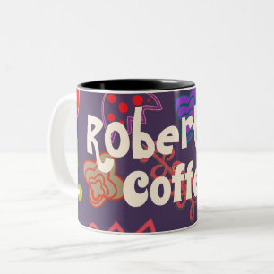 Tasse 2 Couleurs Fleurs de couleur 80s 80 ligne de style Deux tons