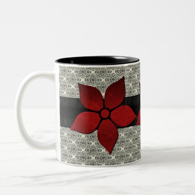 Tasse 2 Couleurs Fleurs de Damas fraisées (Gauche)