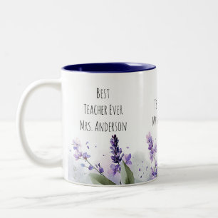 Tasse 2 Couleurs Fleurs de lavande personnalisées pour la reconnais