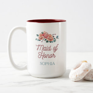 Tasse 2 Couleurs Fleurs de mariage vintage Maid of Honor
