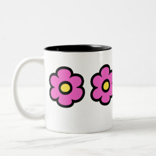 Tasse 2 Couleurs Fleurs de Motif Super à fleurs des années 60 rétro