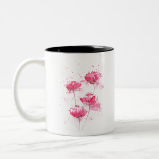Tasse 2 Couleurs Fleurs de pavot rouge