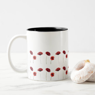 Tasse 2 Couleurs Fleurs de pavot rouge motifs floraux
