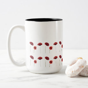 Tasse 2 Couleurs Fleurs de pavot rouge motifs floraux