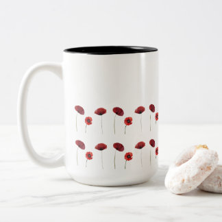 Tasse 2 Couleurs Fleurs de pavot rouge motifs floraux