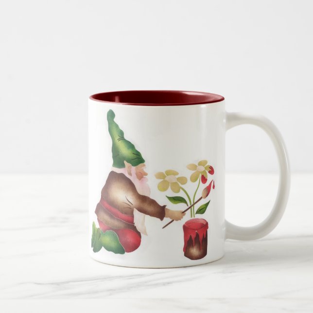 Tasse 2 Couleurs Fleurs de peinture de gnome de jardin (Droit)
