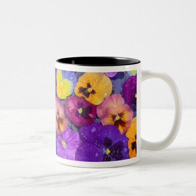 Tasse 2 Couleurs Fleurs de pensée flottant dans un bain d'oiseaux a (Droit)