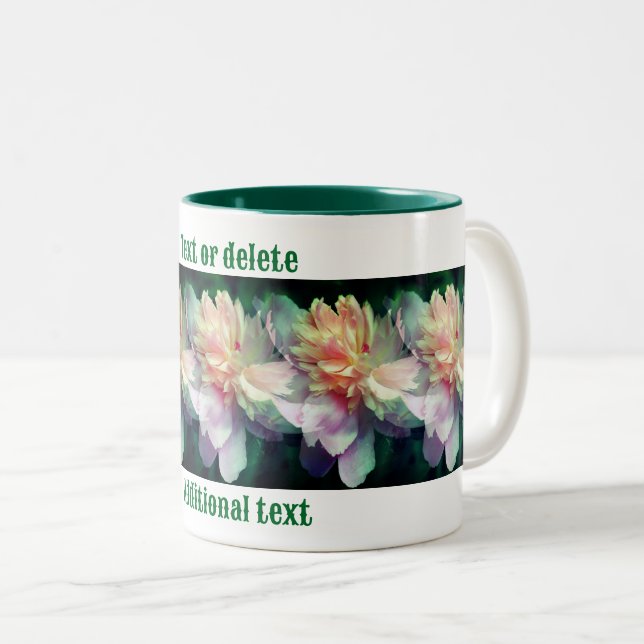 Tasse 2 Couleurs Fleurs de pivoine rose Multipliées Personnalisées (Devant droit)