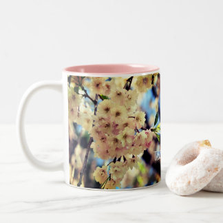 Tasse 2 Couleurs Fleurs de printemps roses personnalisées