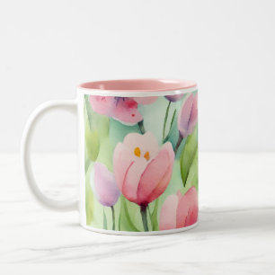 Tasse 2 Couleurs Fleurs de ressort d'aquarelle