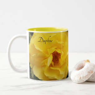 Tasse 2 Couleurs Fleurs de rose jaune vif image en miroir