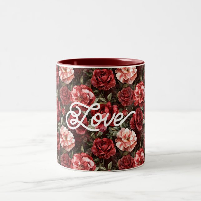 Tasse 2 Couleurs Fleurs de rose rose rouge (Centre)