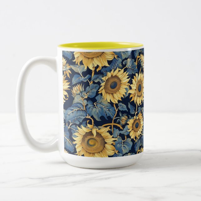 Tasse 2 Couleurs Fleurs de soleil Art Nouveau Jaune (Gauche)