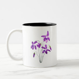 Tasse 2 Couleurs fleurs de violet aquarelle