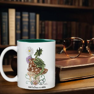 Tasse 2 Couleurs Fleurs d'Imaginaire de dragon de champignons verts