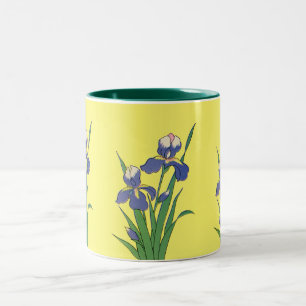 Tasse 2 Couleurs Fleurs d'Iris de Jardin de Printemps Floral Vintag