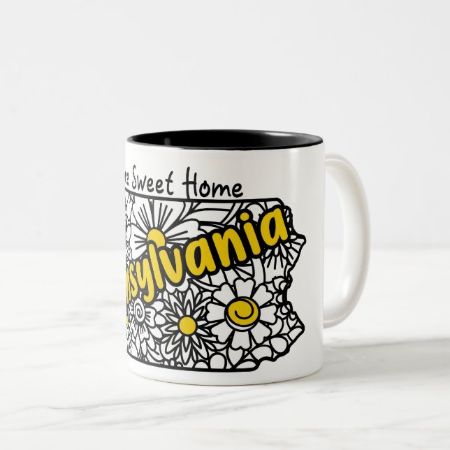 Tasse 2 Couleurs Fleurs Doodle de Pennsylvanie (Devant droit)