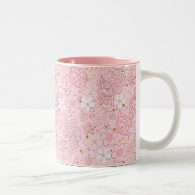 Tasse 2 Couleurs Fleurs en papier rose (Droit)
