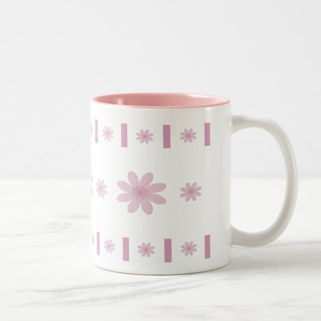 Tasse 2 Couleurs Fleurs et blocs roses (Droit)