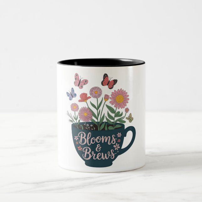 Tasse 2 Couleurs Fleurs et brasseries Conception - Graphique floral (Centre)