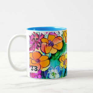 Tasse 2 Couleurs Fleurs et lettres