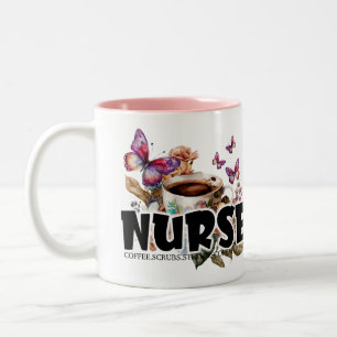Tasse 2 Couleurs Fleurs et papillons Nurse Life