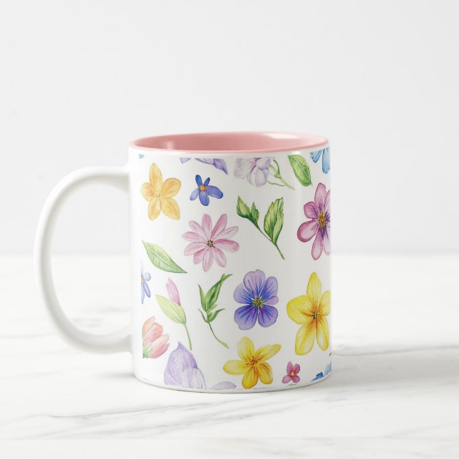 Tasse 2 Couleurs Fleurs Floral Pattern Sublimation-95651 (Gauche)
