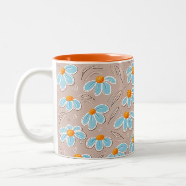Tasse 2 Couleurs Fleurs Heureuses (Gauche)