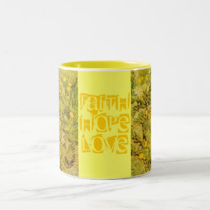 Tasse 2 Couleurs Fleurs jaunes de Gogh de vigne de monogramme
