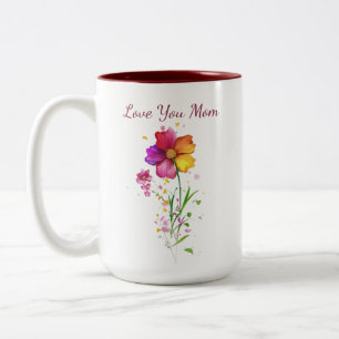 Tasse 2 Couleurs Fleurs "Je t'aime Maman" – Cadeau de fête des Mère
