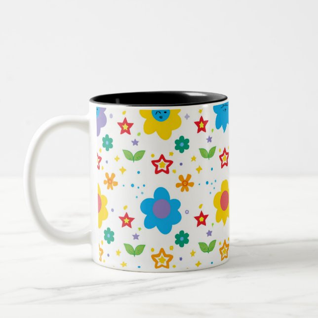Tasse 2 Couleurs Fleurs lumineuses et étoiles (Gauche)