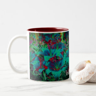 Tasse 2 Couleurs Fleurs Lys Bleues Vivides Personnalisées