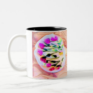 Tasse 2 Couleurs Fleurs Lys Roses